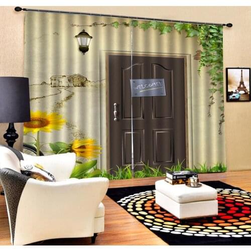 Beautiful Photo Fashion Customized 3D Curtains Fresh sunflower curtains Blackout curtain