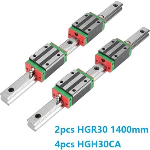China Made 2pcs Linear Guide Rail HGR30 -L 1400MM + 4pcs HGH30CA Or HGW30CC Slide Block Carriage