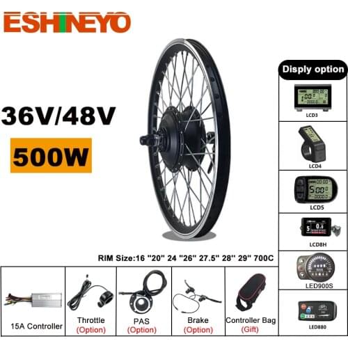 Front Driving Wheel 16-28 inch 700C Hub Motor Kit Ebike 36V/48V 500W Electric Bicycle Brushless Gear Conversion Kit With Display