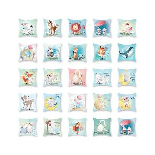 Cartoon fox rabbit elephant Pillow cute animal deer lion girl cushion cover Home childrens room decoration