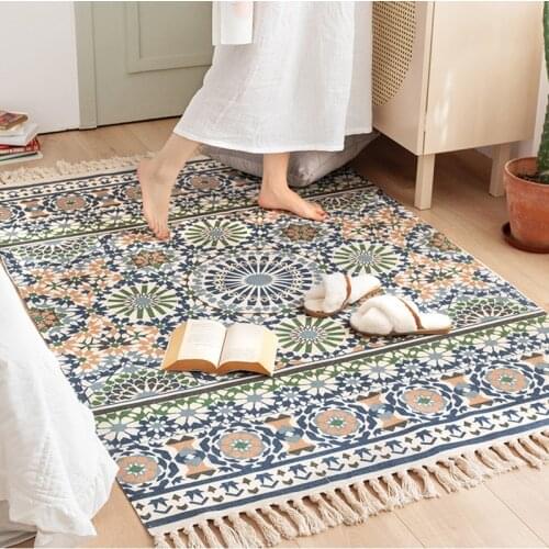 Muslim Retro Carpet for Living Room Large Bohemia Anti Slip Bedroom Rugs Tassel Home Polar Floor Mat Tatami Prayer Mats Carpets
