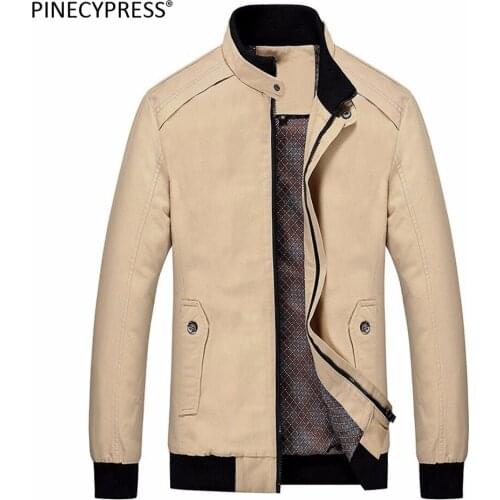 100% Cotton Men Jacket Zipper Pockets Khaki Green Black Red Casual Street Wear Spring Autumn Winter Male Slim Man Outwear