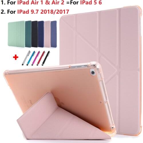 Soft TPU Back Protective Case For Apple iPad 9.7 2017 smart Cover for iPad 9.7 2018 Cover With Pencil Holder Air 1 Air 2 Case