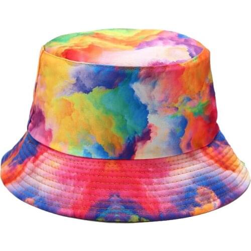 New 3D printed pattern fisherman hat tie-dye double-sided basin hat men and women summer outdoor sun hat