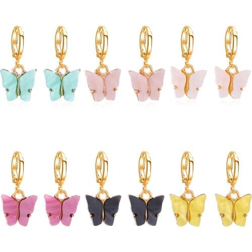 New Fashion Women Butterfly Drop Earrings Animal Sweet Colorful Acrylic Cute Dangle Earrings 2020 Statement Girls Party Jewelry