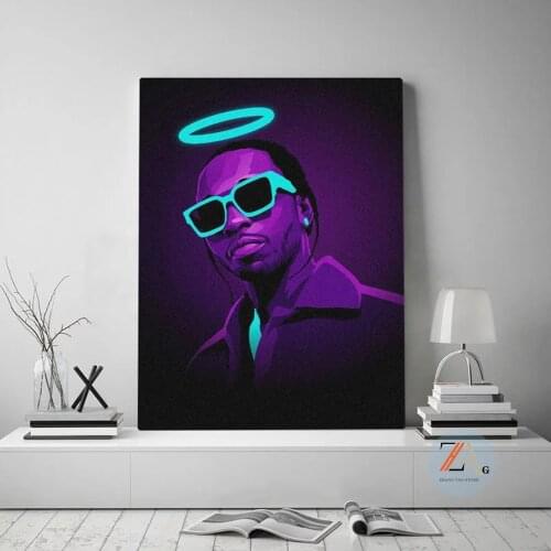 Pop Art Smoke Neon poster framed wooden canvas wall art living room decorative engraving home bedroom frame decorative painting