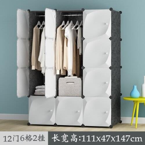Simple Wardrobe Single All Steel Frame Double Assembly Plastic Receiving Cloth Art Wardrobe Steel Tube Bedroom Furniture