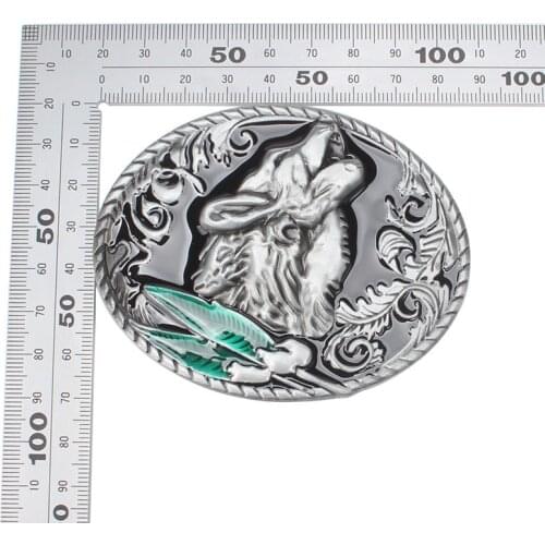 Western wolf alloy belt buckle