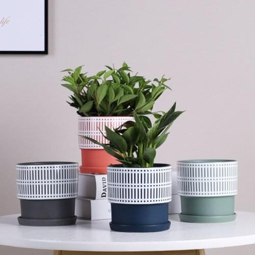 Luxury Glazed Ceramic Flower Pots Miniatire Model Home Decoration Accessories Green Plants Potted Planter Fairy Garden Crafts