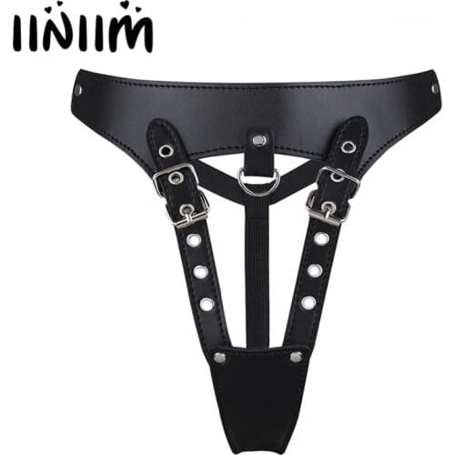 Sexy Gay Male Mens Lingerie Panties Bikini Crotchless Open Butt Patent Leather T Back G-string Underwear Briefs Underpants