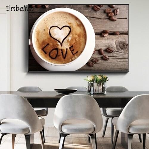 Embelish 1 Pieces Letters Love Kitchen Decor Coffee Wall Posters For Living Room Modern Home Decor Pictures HD Canvas Paintings
