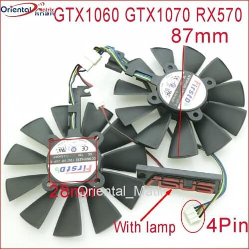 2pcs/lot FDC10U12S9-C 12V 0.45A 87mm VGA Fan With Lamp For ASUS GTX1060 GTX1070 RX570 Graphics Card Cooler Cooling Fan