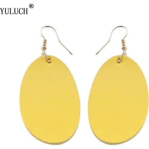 YULUCH 2018 Korean Style Handmade Leather Earrings For Fashion Trendy Jewelry 4 Colors Water Drop Leather Dangle Earrings