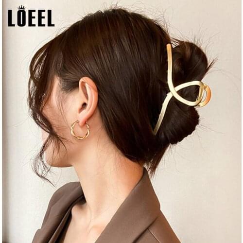 Casual Metal Hair Claws Women Elegant Gold Silver Hollow Geometric Hairgrips Shark Barrettes Headbands Fashion Hair Accessories