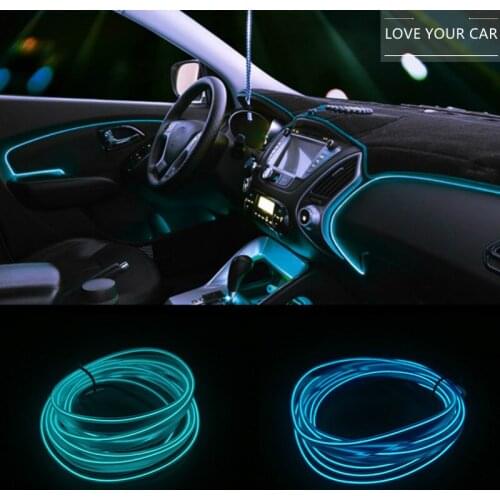 1Meter Ambient Light Car Interior Lighting Auto Led Strip Flexible Tube El Cold Light Neon Lights Dashboard Accessories