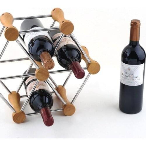 1PC New Hexagon kitchen shelf wood wine frame wooden wine rack display wine holder KJ 3007