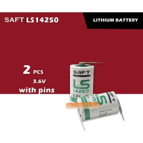 2pcs/lot New Original SAFT LS 14250 LS14250 1/2 AA 1/2AA 3.6V 1250mAh PLC Lithium Battery With Pins Free Shipping