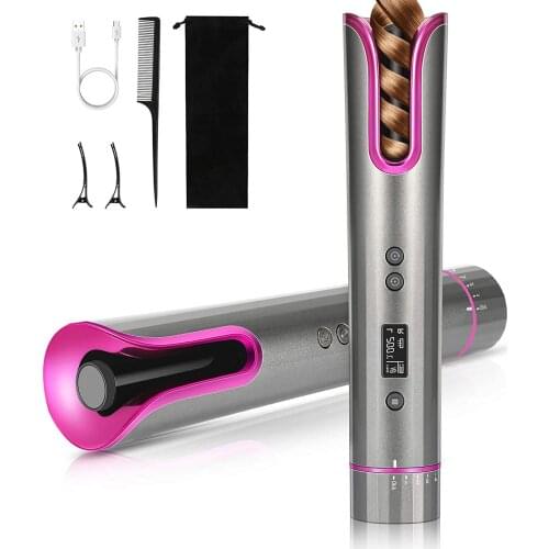 Automatic Curling Iron with LCD Timer Cordless Intelligent Curler Curling tongs Automatic wireless curling tongs Rechargeable