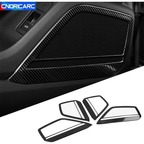 Car Styling Door Stereo Speaker Decorative Frame Cover Trim Carbon Fiber Color For Audi A6 C8 2019-20 Auto Interior Accessories