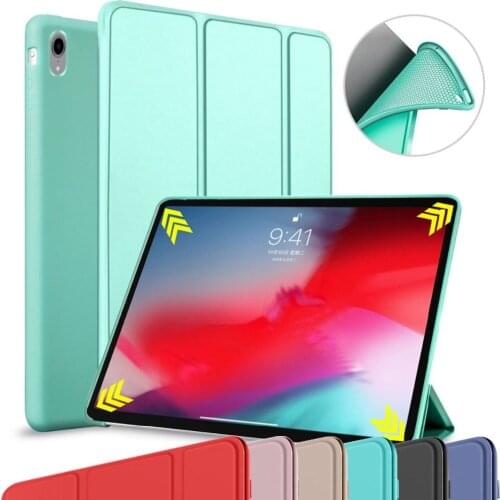 For iPad Pro 11" 2018 Case Smart Magnetic Shockproof Ultra Thin PU Leather Hybrid Silicone Folio Stand Case Cover