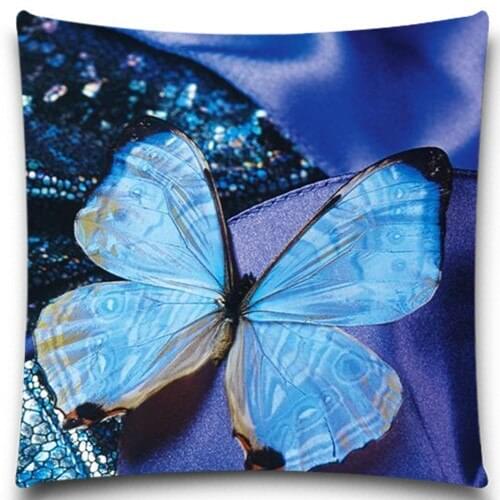 16 18 20 inch Decorative For Sofa Car Chair Seat Home Textile Blue yellow Butterfly Natural Style Cotton Polyester Pillow Case