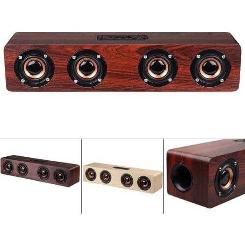 Wooden Wireless Bluetooth Speaker with TF Card Playback and AUX Wired Connection for Smartphone PC Television