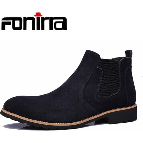 FONIRRA Men Genuine leather High Quality Male Chelsea Boots Winter Retro Shoes Ankle Boots Men Shoes Leather Casual Shoes 958