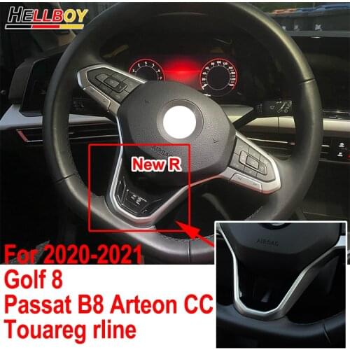 Chrome Car Steering Wheel EMBLEM Cover For VW Passat B8 B8.5 Arteon Golf 8 MK8 2020 2021 Touareg R line Badge Trim Sticker