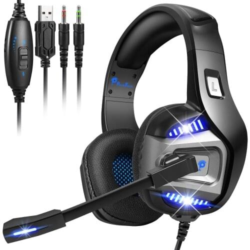 KINGSTAR Gaming Headphones with Mircrophone Noise Reducetion Wired Gamer Headsets Deep Bass for PS4 PS5 Fifa 21 Xbox Laptop PC