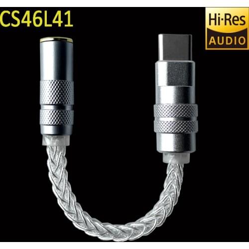 CS46L41 DAC HiFi Headest Type-C to 2.5/4.4/3.5mm balance Cable Digital Amplifier Decoding Audio Adapter For mi Android Win10 wo