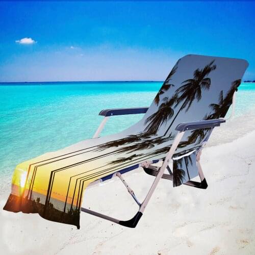 Coconut Tree Microfiber Beach Chair Cover Recliner Towel With Pocket Outdoor Portable Garden Pool Sun Lounger Chair Cover Mat