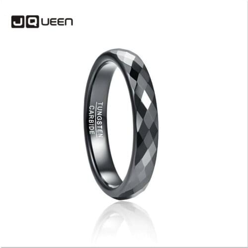 4mm Tungsten Carbide Ring Black Polished Finish Rhombic Cut Wedding Ring Comfort Fit Tungsten Steel Ring AAA Quality