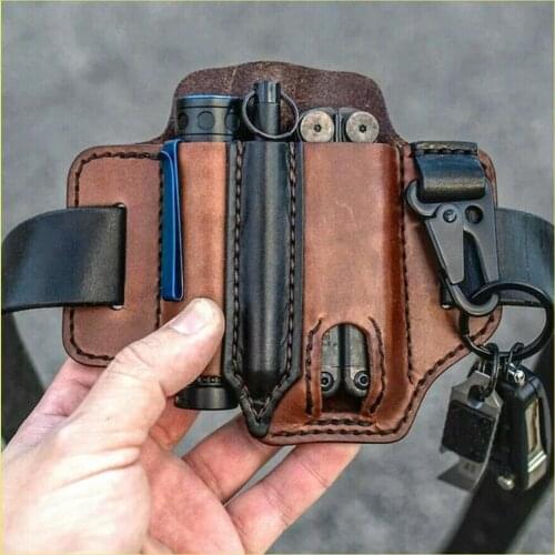 Multitool Leather Sheath Pocket Organizer Storage Belt Waist Bag for Camping Leather belt pouch Multitool Leather sheath Pocket