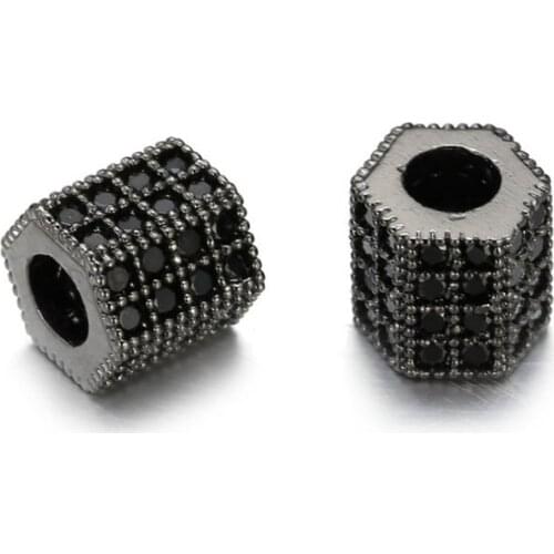 Cube micro pave cz cubic zirconia spacer beads metal Crystal bracelet necklace DIY making silver gold plated ighj64