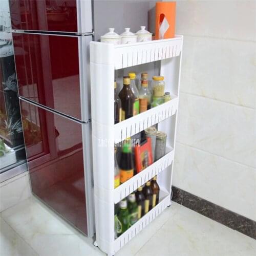 Kitchen Plastic Movable Shelf Slot Storage Rack Refrigerator Gap Organizing Folding Three-Layer Crevice Seam Storage Shelf