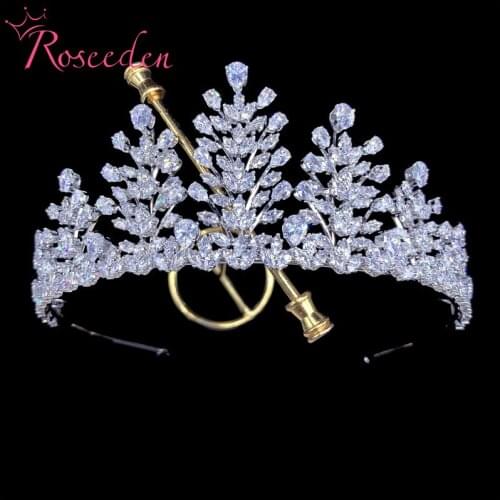 Leaves Vintage Women Wedding Bridal Hair Accessories Cubic Zircon Party Tiaras And Crown RE4196