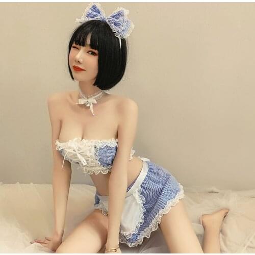 Cute Japanese Maid Uniform Sweet Apron Cos French Maid Costume Exotic Lingerie Lenceria Porn Women Pajamas Sexy Student Uniform