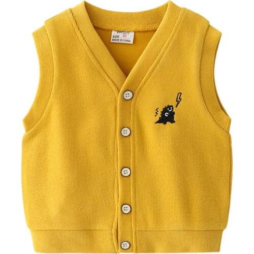 Cute Dinosaur Vest For Boys Cotton V-neck Kids Waistcoat Spring Fall Clothes Summer Outfit