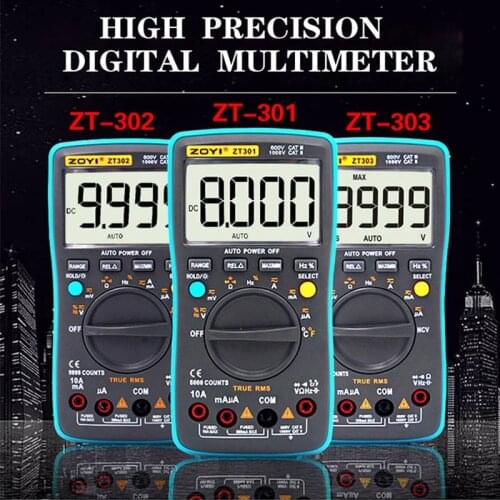 Digital Multimeter True-RMS Back light AC DC Voltage Ammeter Current Ohm Auto/Manual ZOYI ZT301 / ZT302 / ZT303 Multimeter