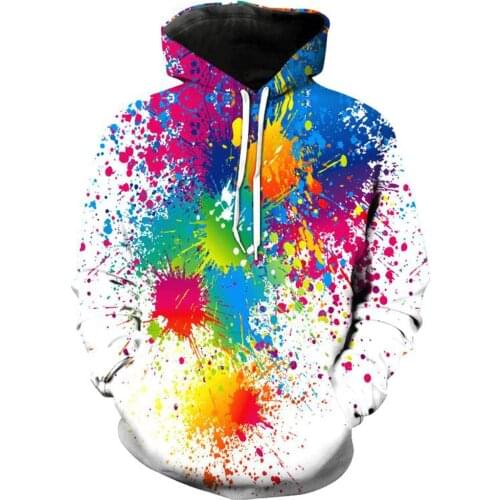 3D Hoodies Men Splatter Colorful Paint Stains 3D Print 2020 New Sweatshirt Streetwear Pullovers Tops Plus Size