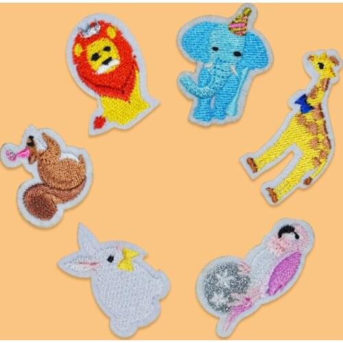50pcs/Lot Embroidery Patches Letters Clothing Decoration Accessories Animal Lion Elephant Diy Iron Heat Transfer Applique