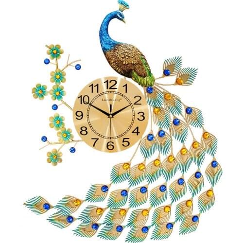 Peacock wall clock living room modern creative continental home simple atmospheric fashion decorative clock mute wall charts
