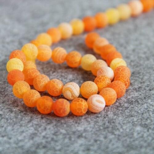 New Hot sale 8mm crackle Orange Frosted Onyx beads Round DIY chalcedony Loose 2pc/lot Jewelry making design wholesale