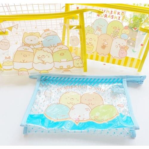 New Cartoon Sumikko Gurashi Travel Waterproof Bags Cute Girl Cosmetic Organizer Pouch PVC Transparent Wash Bag