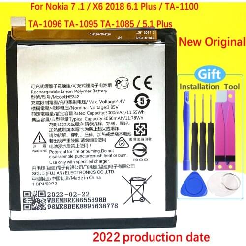 3000mAh HE340 Battery ForNokia 7 .1 TA-1100 TA-1096 TA-1095 TA-1085 he342 NEW High Quality Battery+Home Delivery