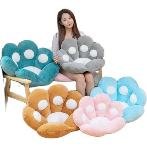 New Style 60-75CM Cat Bear Paw Plush Seat Cushion Indoor Floor Stuffed Sofa Animal Decor Pillow For Children Grownups Gift