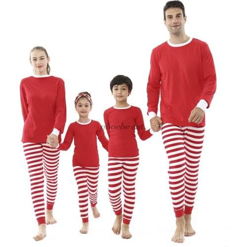 Baby Boy Clothes Christmas Family Matching Outfits Mother Kids Family Clothing Sets Red Full Sleeve Striped Pant Children Pajama