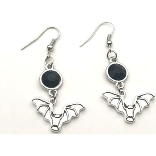 Original Handmade Midnight Obsidian Earrings, Vampire Bat Earrings. Exquisite and Ghostly! Bohemian, Witch, Gothic, Celestial