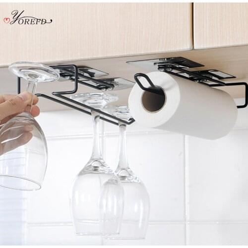 OYOREFD Wall Mounted Multi-function Kitchen Accessories Organizer Kitchen Rack Kitchen Towel Cup Cling Film Rolling Paper Holder