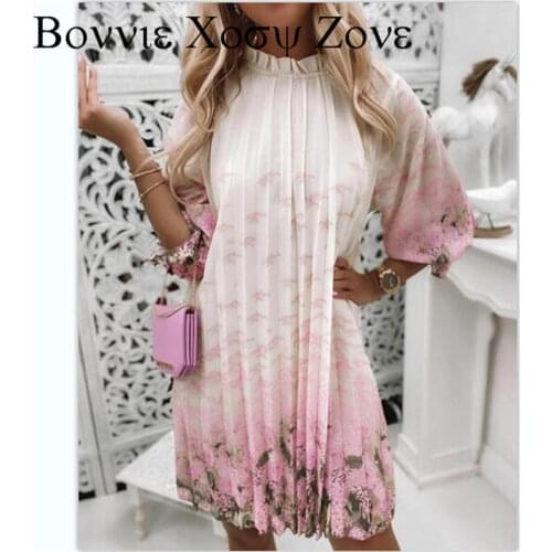 Floral Print Ruffle Trim Pleated Dress 2021 Femme Kawaii Ruffle Trim Peter Pan Collar Robe Lady Cute Clothing traf